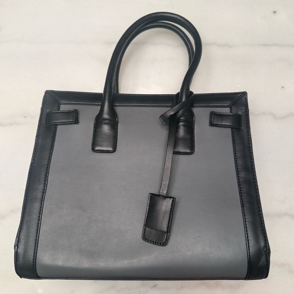 Steve Madden Large Satchel Purse Bag Black & Grey